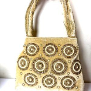Pearl, Beats & Heavy embroidery Velvet Potli Bags (Golden Color)