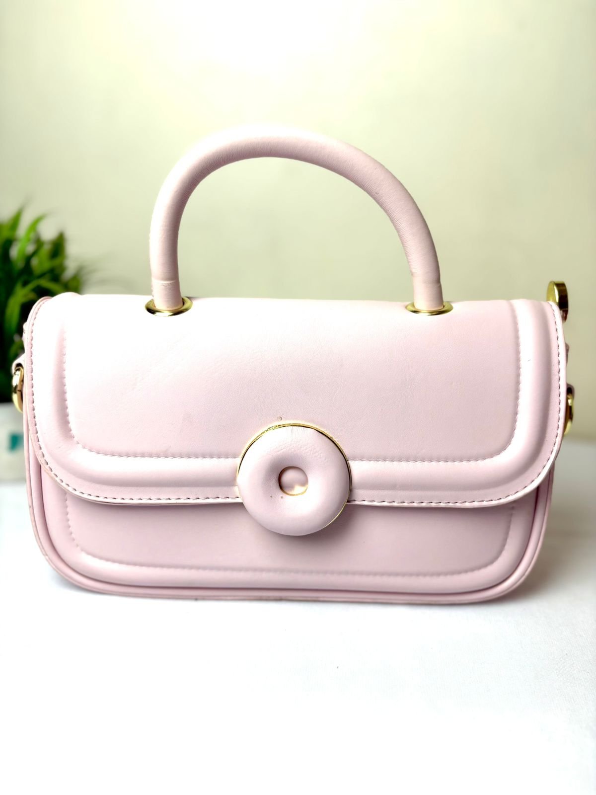 Pink Structured Handheld Bag