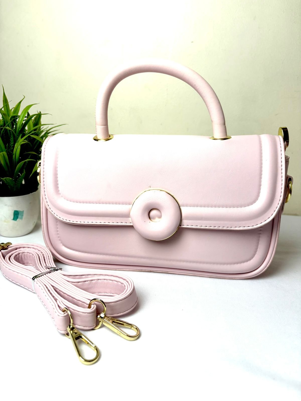 Pink Structured Handheld Bag - Image 4