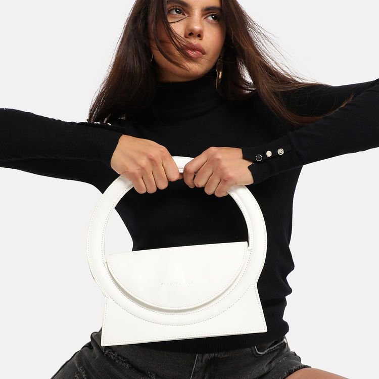 Women White Round Shape Handbag