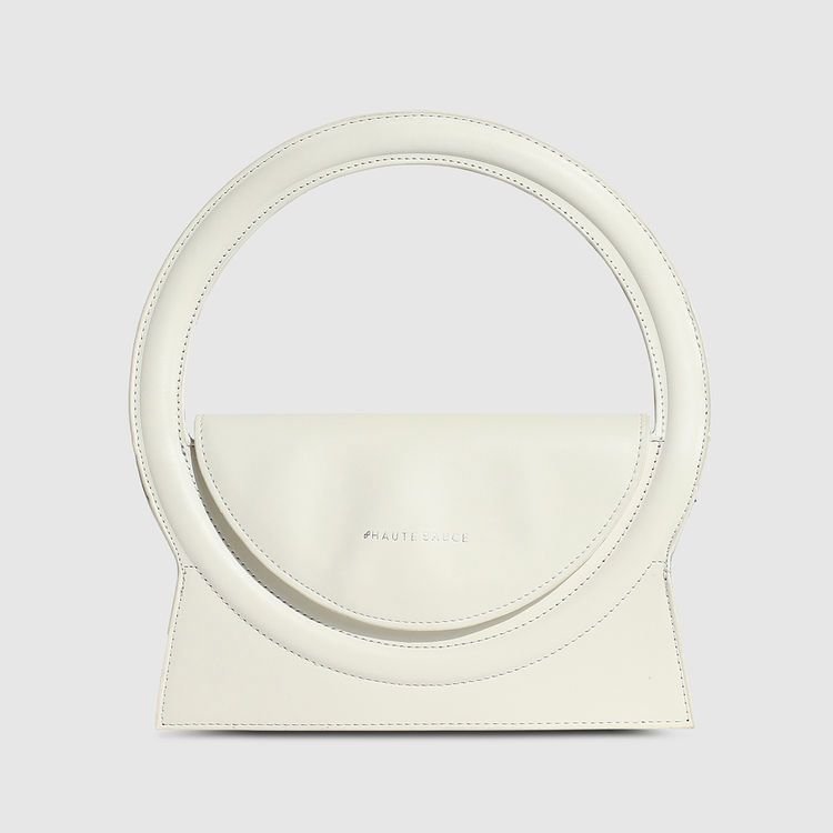 Women White Round Shape Handbag - Image 3