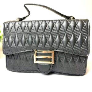 Black Quilted Flap Crossbody Handbag