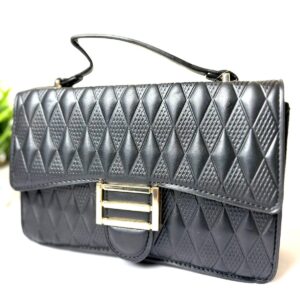 Black Quilted Flap Crossbody Handbag