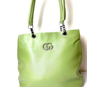 Women Green CG Shoulder Bag | Faux Leather Tote Style | Elegant Everyday Carry With Structured Look | Multiple Compartments For Daily Essentials | Ideal For Office | Travel | Shopping