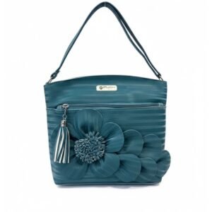 FANCY STYLIST FLOWER IN FRONT LEATHER LADIES PURSE