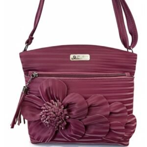 FANCY STYLIST FLOWER IN FRONT LEATHER LADIES PURSE