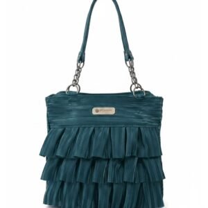 Pleated Shoulder Bag, Ruffle, Tote Bag, Women’s, Large, Ruched Bag, Zipper