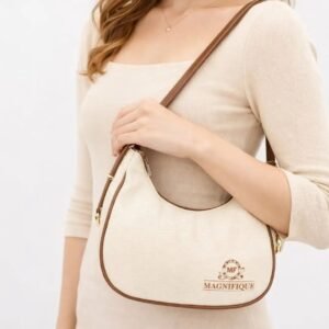 PU Half Moon Shoulder Bag with Quilted
