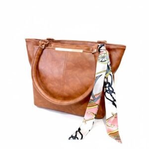 Women’s Tote Bag, with Scarf Accessory, Gold Hardware Accent, Shoulder Handbag