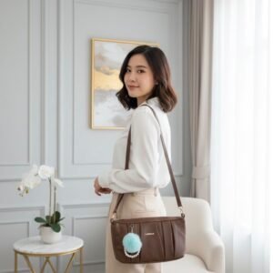 Stylish Sling Bag With Pearl Pim Pom