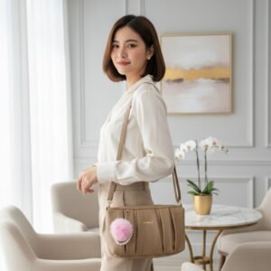 Stylish Sling Bag With Pearl Pim Pom