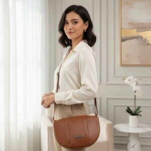 Half Moon Tan Color Chick Sling Bag