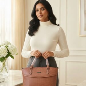 Textured PU Swagger Handheld Bag With Cut Work