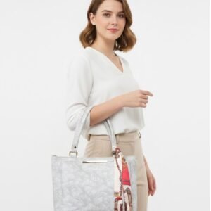 PU Leather Tote Handbag for Women With Satin