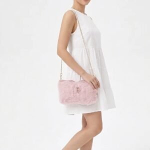 Baby pink Cute pluffy butterfly mini bags