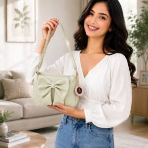 PU Leather Sling Bag with Bow Details